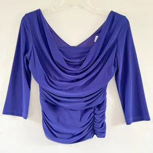 Joseph Ribkoff Royal Blue Cowl Neck Ruched 3/4 Sleeve Size 8 thumbnail 1