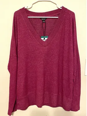 New NWT Buffalo David Bitton Purple Super Soft V-Neck Long‎ Sleeve Top Size XL thumbnail 1
