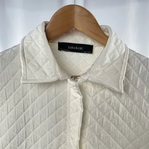 Zara Diamond Full Zip Cropped Drawstring Jacket in‎ Ivory Size Medium thumbnail 5