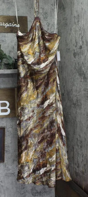 1. STATE Womens Printed Lace-Trim Halter Dress DS93253731Z Rust Brown Multi XL thumbnail 1