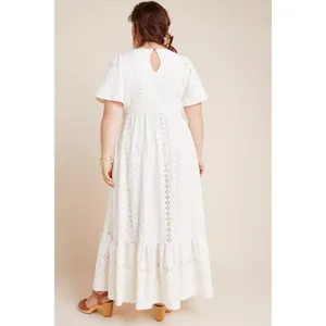 NWT Anthropologie Maeve Rochelle Eyelet Maxi in White Ivory Eyelet Dress M thumbnail 11