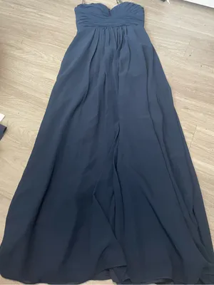 Bill Levkoff Navy Strapless Chiffon Gown thumbnail 1
