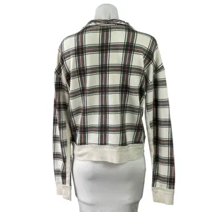 Free People Why Not Ivory Black Plaid Quarter Zip Pullover Sweater Sweatshirt S thumbnail 3