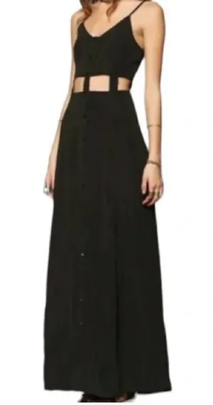 Black Cutout Maxi Dress with Spaghetti Straps Size 6 thumbnail 1