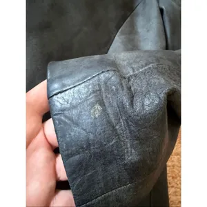 GUESS Dark Olive Genuine Leather Jacket with Black Faux Fur Collar Size S thumbnail 9