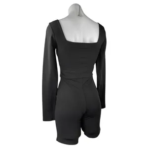 NEW Aritzia Babaton Black Long Sleeve Square Neck Bodycon Jumpsuits Rompers Sz M thumbnail 3