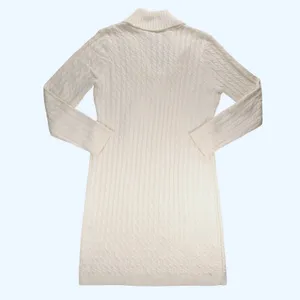 Calvin Klein Womens Cream Cable Knit Shawl Collar Toggle Sweater Dress Large thumbnail 4