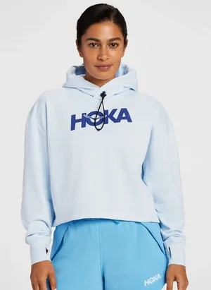 Hoka One One Women’s Pullover Hoodie Sweatshirt Crop Thumbholes in Blue S thumbnail 1