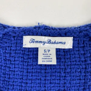 Tommy Bahama Sweater Womens Small Blue V Neck Cotton‎ Rayon Knit Pullover Chunky thumbnail 3
