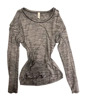 Lululemon Heathered Grey Long Sleeve Athletic Top Size 2‎ Yoga Running thumbnail 1