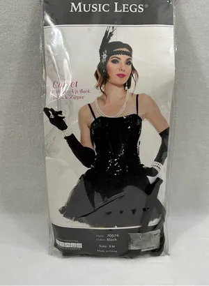 Music Legs Corset W/ Lace Up Back & Side Zipper Womens S Halloween Costume 70574 thumbnail 1