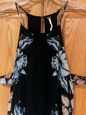 Free People Back To You Side Cut-Out Halter Midi Floral Dress Black Size Medium thumbnail 5