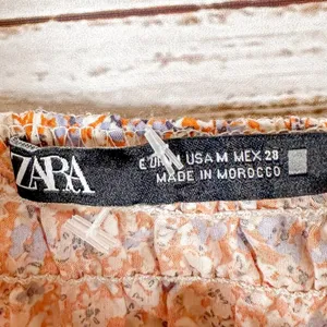 Zara Floral Ditsy Orange Lilac Smocked Sleeveless Minidress, EUC, Size Medium thumbnail 7