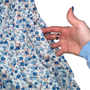 Tuckernuck Floral Drop Waist Dress Women Large Blue White Excellent Mini Pockets thumbnail 6