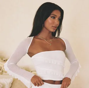 Princess Polly MAXTON RUFFLE TOP IVORY thumbnail 1