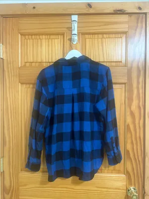 American Eagle Size Medium Boyfriend Fit Blue Flannel Shirt New With Tags thumbnail 7