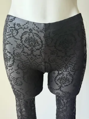 See You Monday Black Damask Pattern Leggings  thumbnail 2