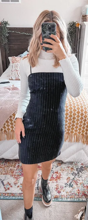 Forever 21 Black Pin Striped Mini Dress thumbnail 3