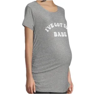 NWT Time and Tru Women's XL Gray "I've Got You Babe" Maternity Graphic Tee Shirt thumbnail 3