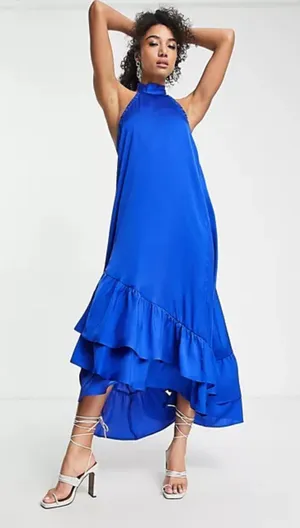 ASOS Royal Blue Halter Dress thumbnail 1