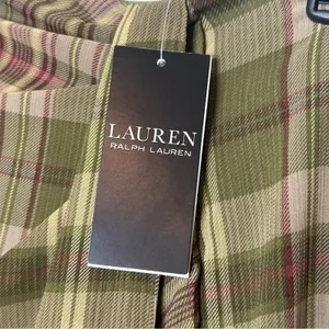 Lauren Ralph Lauren Plaid Ruffle-Trim Georgette Skirt Green Farm Olive 10 NWT thumbnail 9