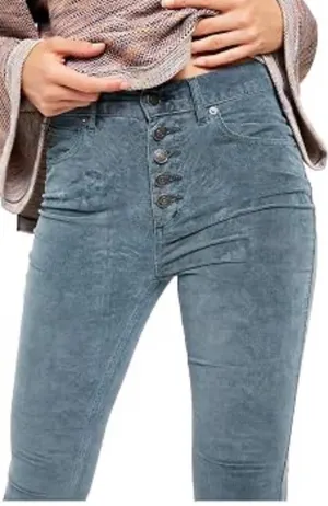 Free People We The Free Sun Chaser Corduroy Skinny Pants Gray Jeans Size 28 thumbnail 1