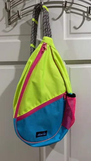 KAVU Rope Sling Bag Neon Lime Blue Pink Colorblock Y2K Outdoor Crossbody thumbnail 1