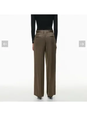 Babaton Aritzia Becket Satin Wide Leg Trouser Pants Soot Brown Women’s size 10 thumbnail 15