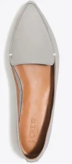 Leather Flat Edie by J Crew Light Grey Pointed Toe thumbnail 1