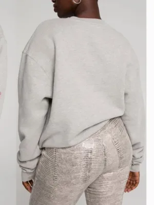 Good American Boyfriend Fleece Cotton Crewneck Sweatshirt Gray Size 1/Small thumbnail 2