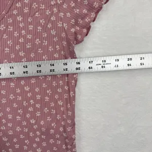 American Eagle‎ Soft Sexy Rib Floral Button Up Crop Top Women's L/G Pink thumbnail 2