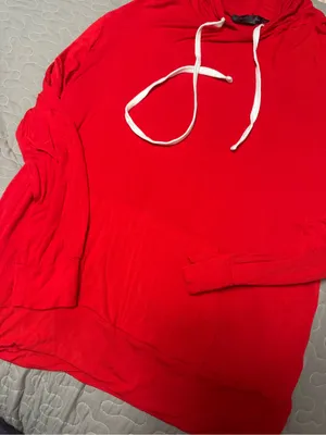 Women's Red Crewneck Hooded Pullover Size M thumbnail 5