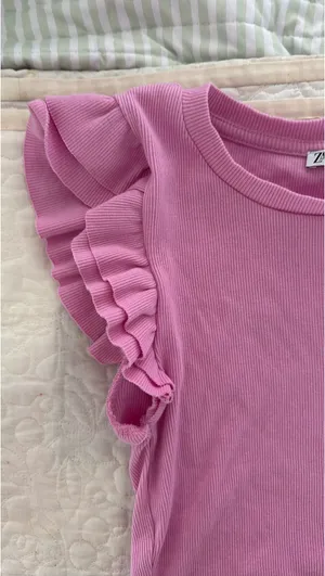 ZARA Pink Ruffle Crop Top thumbnail 3