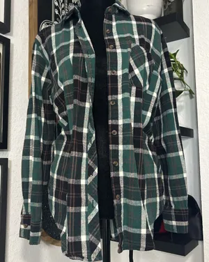 L.I.F.E Dark Green Plaid Button-Down Flannel Womens Size M thumbnail 1