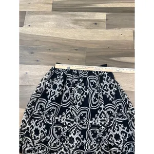 J.Crew Silk Chiffon Midi Skirt Size 8 Black Cream Boho Print Lined thumbnail 4