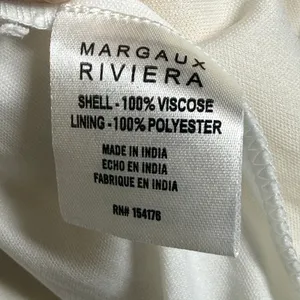 Margaux Riviera Colorblock Tiered Ruffle Mini Dress White Tan Yellow Large thumbnail 6