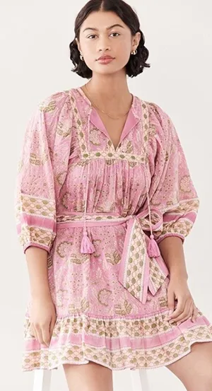 💕CLEOBELLA💕 Magdalena Mini Dress ~ Pink Wildflower Block Print Medium M NWT thumbnail 1
