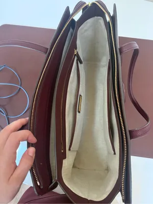Tory Burch Burgundy Leather Tote thumbnail 4