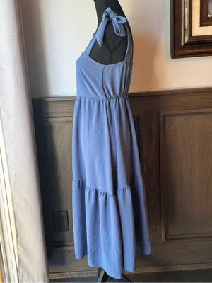 See You Monday light blue Tie-Shoulder Midi Dress large thumbnail 3