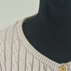 Adrienne Vittadini Cream and Gold Ribbed Cardigan Sweater thumbnail 5