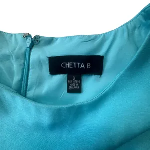 Chetta B‎ Floral Turquoise Fit Flare Dress Size 6 Pink Belted Sleeveless Garden thumbnail 3