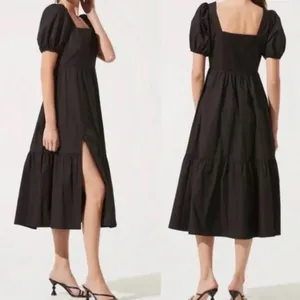ASTR the Label Black Puff Sleeve Poplin Midi Dress thumbnail 3
