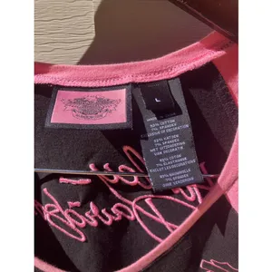 Harley Davidson Women's‎ Black Pink Stitching V Neck Short Sleeve Shirt Large thumbnail 5