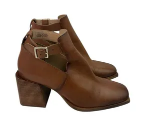 *Free People Brady Buckle Shoe Boot Womens Size 41 Cognac Brown Leather Buckle thumbnail 1