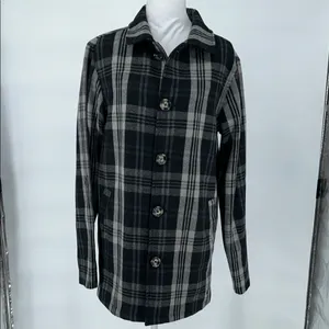 Oakley Women's Coat Wool Button-up Jacket Plaid Gingham Black Gray Size Small thumbnail 3