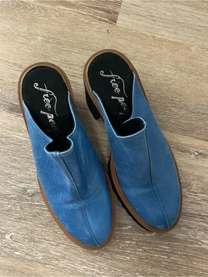 Free People James Mule Blue Chunky Heel thumbnail 2