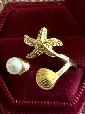 Women’s Stainless Steel Golden Embellished Ring Size 7 thumbnail 1