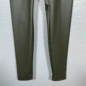 Offline by Aerie Women M Olive Green Faux Leather Leggings High Rise Athleisure thumbnail 2