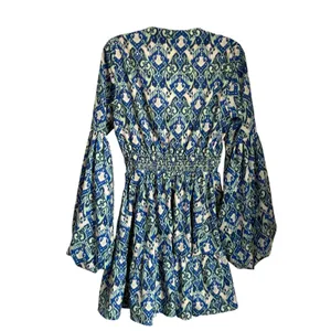 Georgie Boho Mini Dress XS Balloon‎ Sleeve Tie Front Flowy Romantic Festival thumbnail 2