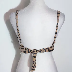 Aerie Tan and Black Tiger Print Bikini Top NWT Size Small Triangle Bikini Top thumbnail 4